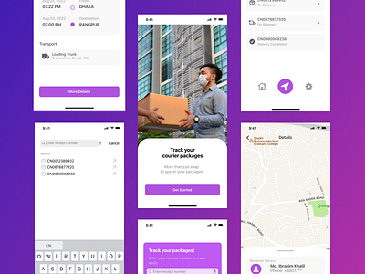 Courier Live Tracking Apps UI apps apps design courier app design graphic design ios design live apps live map live track minimalist design mobile app tracking app ui ui design uiux