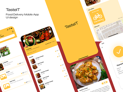 TasteIT Food Delivery Mobile App app branding delivery app delivery apps design food app food delivery food delivery ui food sector food ui foodie foodpanda ios app mobile animation mobile app ui uiux