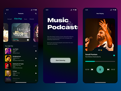 Music & Podcasts App app design graphic design mobile app design mobile design music music app podcasts podcasts app ui