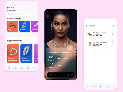 Jewellery Shopping App app design diamond app ecommerce gold graphic design jewellery jewellery buy app ornament ornaments shopping shopping ui
