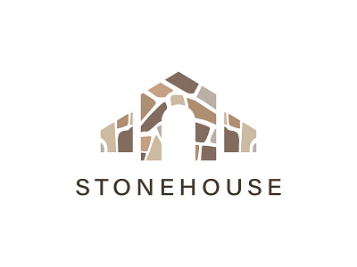 Stone house vector logo design illustration