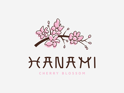 Hanami japanese flower logo design branch design logo vector