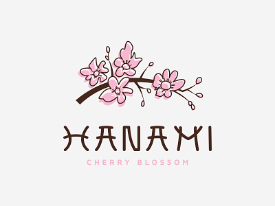 Hanami japanese flower logo design