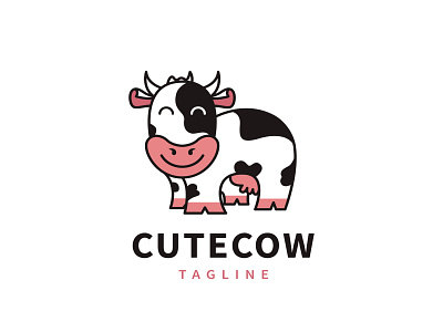 cute cow vector illustration logo design agriculture design logo vector