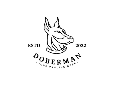 Doberman vintage vector illustration with line art style design guard logo vector