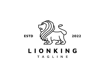 Lion vintage logo design with line art style vector