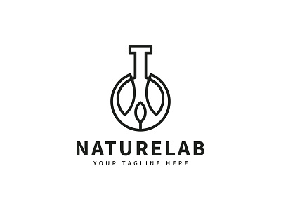 nature leaf, lab logo design with line art style agronomy design logo vector