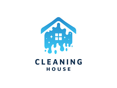 clean house logo design with wash water splash vector design house logo vector