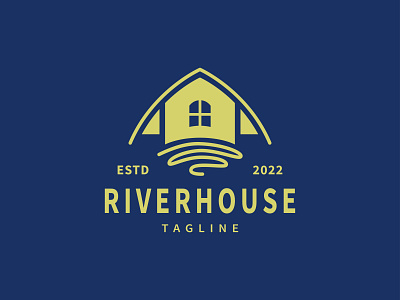 River house vintage logo design illustration design logo sky vector
