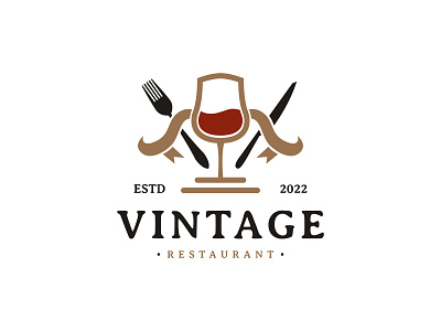 Vintage Luxury wine glass logo design design logo resto vector