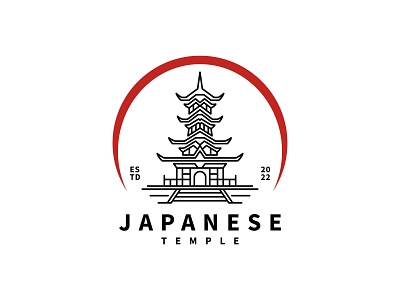 Japanese temple vector icon illustration logo design design fuji logo vector