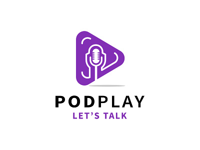 Podcast logo design with play icon concept