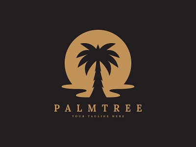 palm tree and sea water wave logo design design logo summer vector