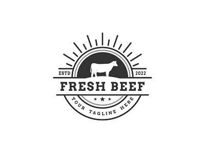 Angus beef meat vintage label logo design