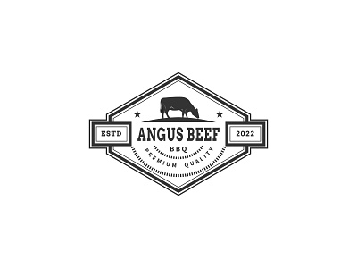 Angus beef meat vintage label logo design