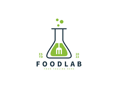 Food lab vintage logo design with fork icon vector illustration control design logo vector