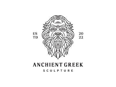Greek god logo design with line art style vector illustration design hades logo vector