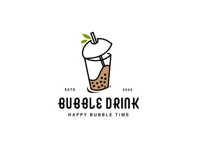 Bubble drink vintage logo design