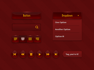 Red Gold UI - Part 1 button dropdown glossy ui