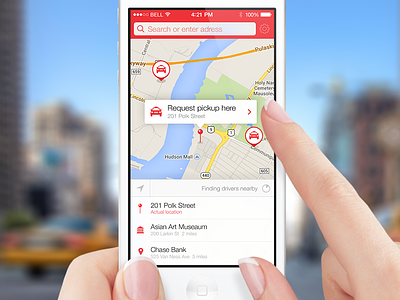 The Taxi App iOS 7 5c 7 app design flat ios iphone map mockup taxi uber ui