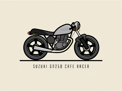 Suzuki GN250 Cafe Racer cafe gn250 illustration racer suzuki