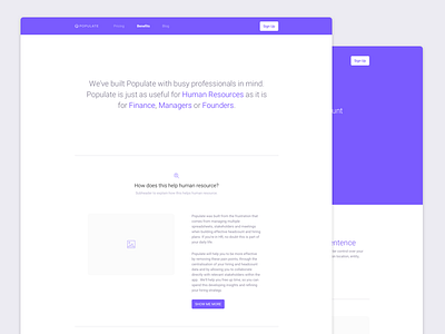 Populate Landing page Redesign