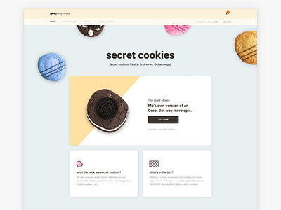 Moustache Milk & Cookie Secret Cookies Landing Page auckland cookie design ecommerce milk moustache secret shopify theme