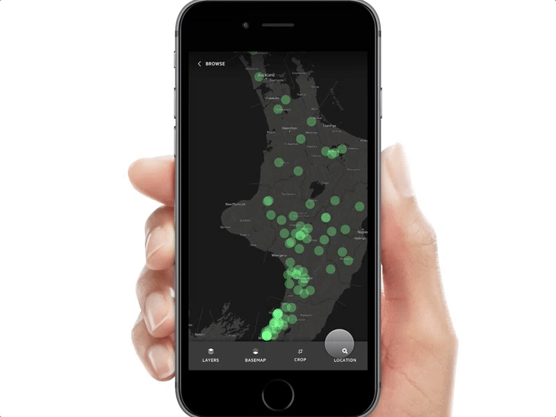 Geospatial Data Viewer animation cropping design framer geospatial interaction map mapbox mobile motion
