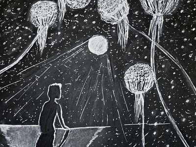 Dream land black and white drawing dream