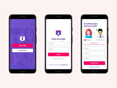 Telas Influencer.Me 1 app design mobile phone mobile ui mobile ux ui ux ux ui ux ui design