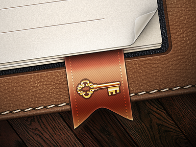 WholeApp - Password Reminder app best bookmark button corner cover experience gold golden icon icons interface ios ipad iphone key leather pattern peel ribbon skeuomorph skeuomorphic skeuomorphism stitch stitching texture ui user wood wooden