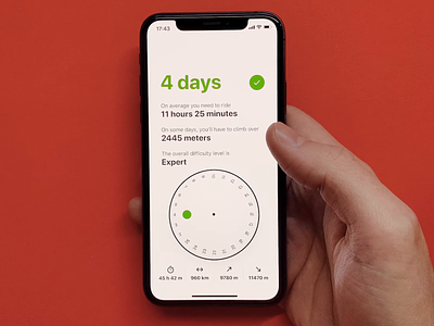 Multi-day calculator animation best calculator control drag interaction interface iphone komoot loading product design rotate rotation route spinner swift tour ux wheel xcode