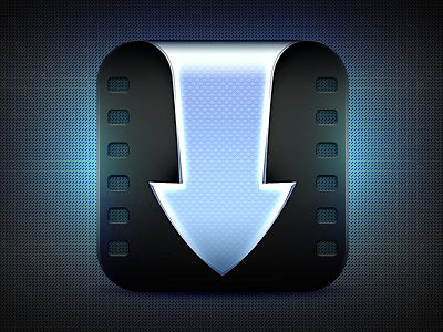 Video Downloader Icon app arrow blue dark download downloader film icon icons ios ipad iphone iphone5 lights reel ui user interface