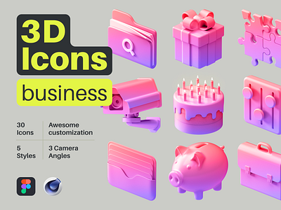 Multiangle Business 3D Icons
