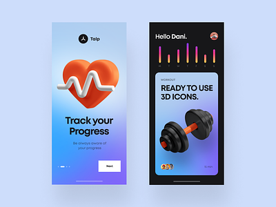 3D Icons / Fitness Pack 3d app branding c4d cinema4d fitness fitness app fitness club icon set icons illustration ui