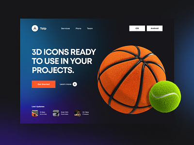 3D Icons / Fitness Pack 3d basketball c4d cinema4d fitness fitness app fitness club icon icon set icons tennis ui