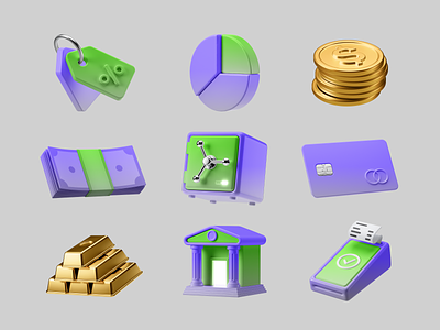 3D Icons Pack - Finance 3d 3d icons atm bank bill bitcoin chart cinema4d coin credit card dollar finance icons invoice money sale shop shopping bag store ui