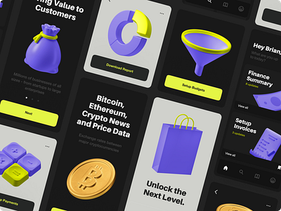 3D Icons for Designers - Finance 3d bank bill c4d calculator chart cinema4d coin eur finance funnel graph icon icons invoice mockup money ui usd