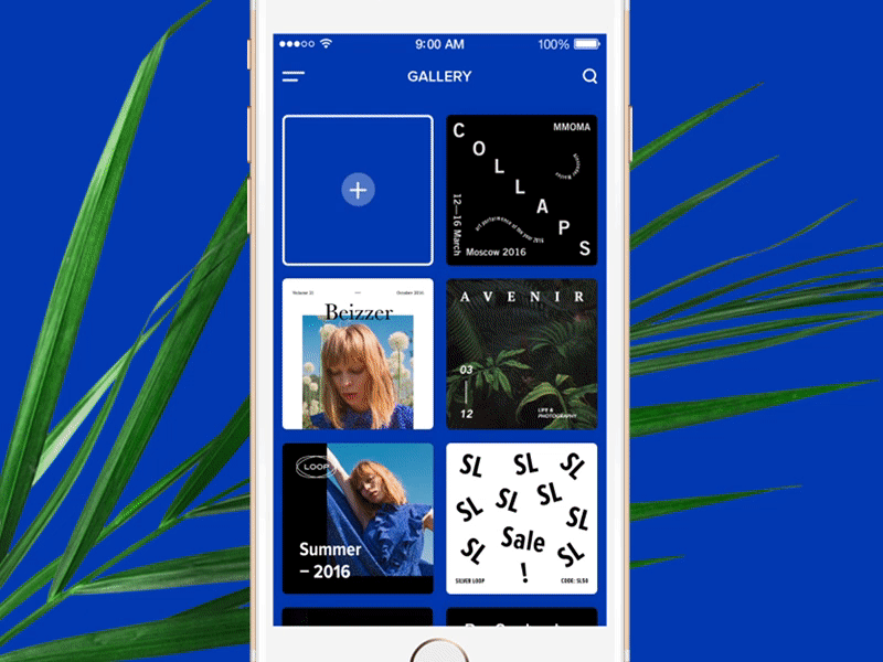 Slices App — SMM Banner Maker for iOS animation app behance gif ios minimalism palm popup visual editor