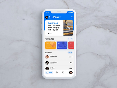 PayPal redesign concept app checkout concept design interaction ios mobile motion paycheck payment paypal