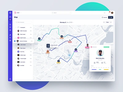 Map View - Fleet Tracking App clean dashboad fleet map profile timeline tracking ui user user card users webapp