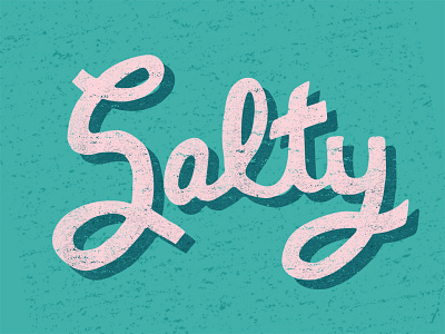 Salty Script hand lettering pink retro salty script shadow teal texture vintage
