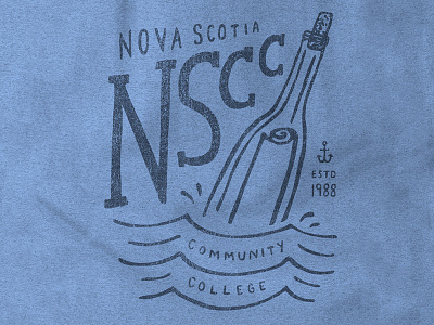 NSCC Bottle Design anchor apparel bottle canada college lettering nautical nova scotia tshirt water waves
