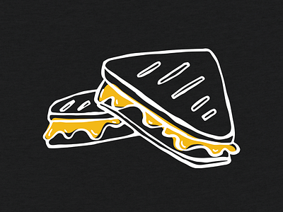 Grilled Cheese Illustration black bread cheese drawing grilled cheese orange sketch vector white