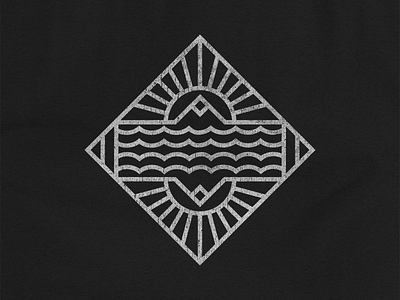 Mountains and Sun T-Shirt Design diamond line linear mountain shirt sun thicklines water waves