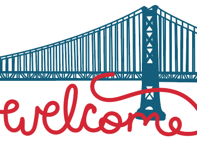 Welcome bridge illustration philadelphia philly typography welcome