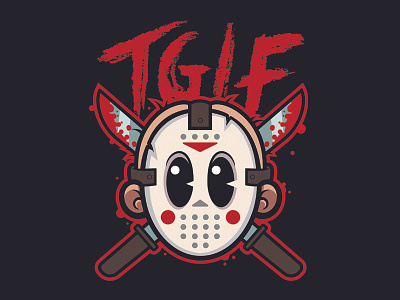 TGIF badge day of the dead fridaythe13th funny halloween horror horror movie jason voorhees logo scary scifi shirt sticker tgif