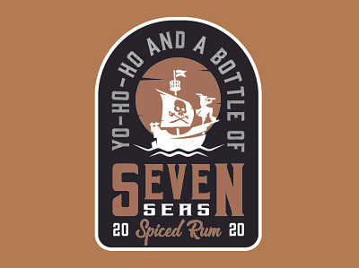 Seven Seas Spiced Rum apparel badge logo beer label branding brewery buccaneer craftbeer distillery illustration logotype mark minimal nautical ocean packagedesign pirate rum seven seas ship swashbuckler