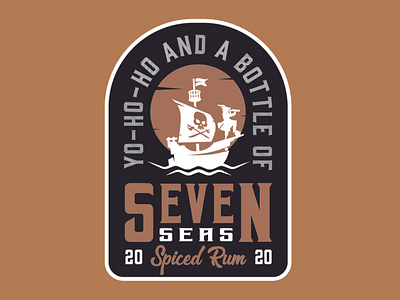 Seven Seas Spiced Rum apparel badge logo beer label branding brewery buccaneer craftbeer distillery illustration logotype mark minimal nautical ocean packagedesign pirate rum seven seas ship swashbuckler