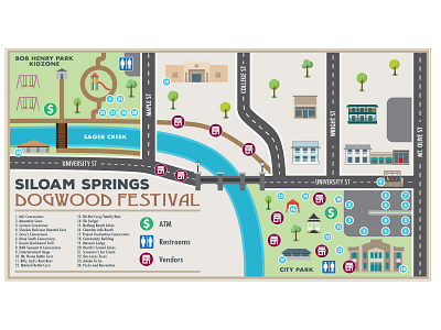 Siloam Springs Dogwood Festival Event Map brochure design event map illustration layout magazine page publication